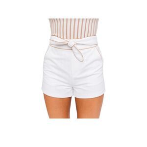 Le lis ivory denim tie shorts